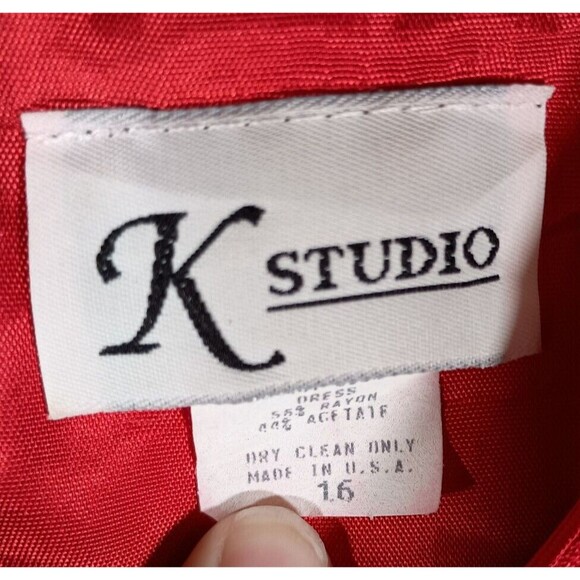 Vintage K Studio Red Short Sleeve Shift Dress Workwear USA Career Plus Size 16 - Picture 2 of 5